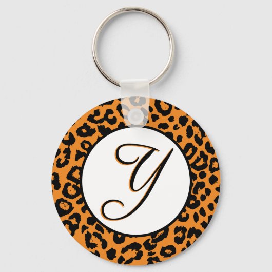 Orange Leopard Design mit Y Schlüsselanhänger (Vorderseite)