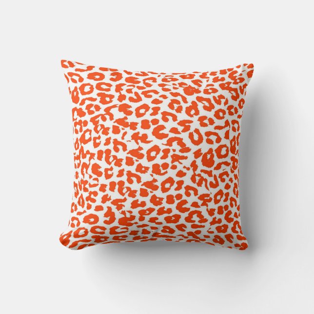 Orange Leopard-Druck-Haut-Pelz Kissen (Vorderseite)