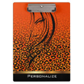 Orange Leopard Gradient Animal Print with Girl Klemmbrett (Vorderseite)