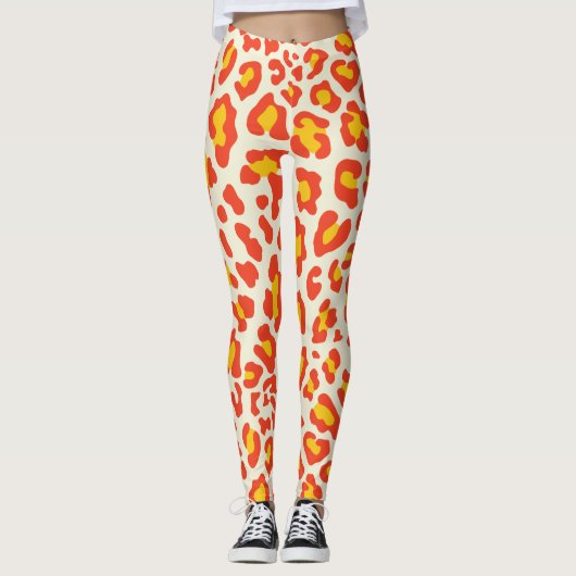 Orange Leopard Print Leggings (Vorderseite)