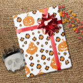 Orange Leopard Print Pumpkin Muster Hallowen Geschenkpapier