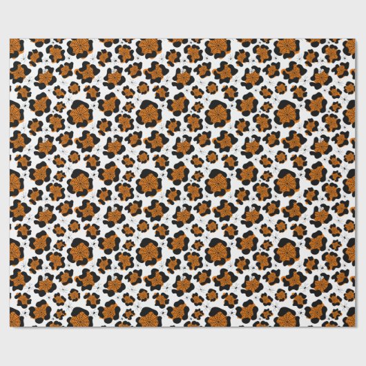 Orange Leopard Print Spider Pattern Halloween Geschenkpapier (Flach)