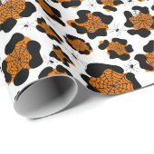 Orange Leopard Print Spider Pattern Halloween Geschenkpapier (Rolleneckpunkt)