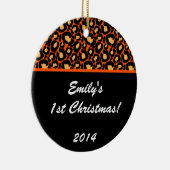 Orange Leopard Spot Personalisierter Name Ornament (Rechts)