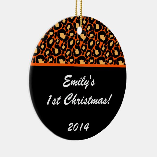 Orange Leopard Spot Personalisierter Name Ornament (Rechts)
