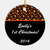 Orange Leopard Spot Personalisierter Name Ornament (Vorne)
