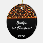 Orange Leopard Spot Personalisierter Name Ornament (Links)
