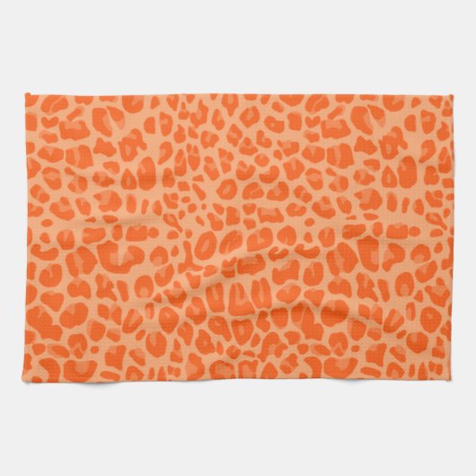 Orange Leoparddruckpastellmuster Geschirrtuch (Horizontal)