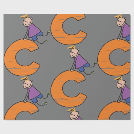 Orange Letter C Geschenkpapier (Flach)