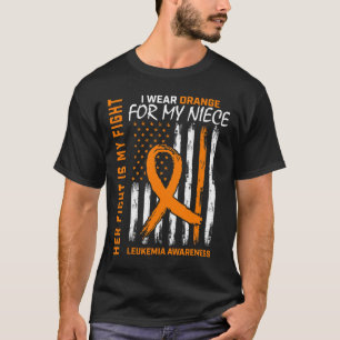 Orange Leukämie Krebsbewusstsein Niece American Fl T-Shirt