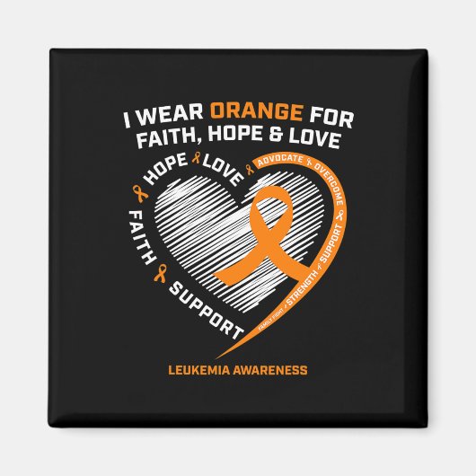 Orange Leukemia Awareness Faith Hope Liebe Christi Magnet (Vorne)
