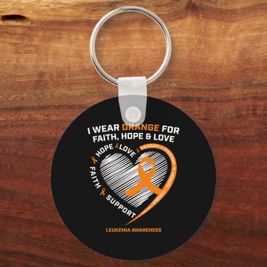 Orange Leukemia Awareness Faith Hope Liebe Christi Schlüsselanhänger (Vorderseite)