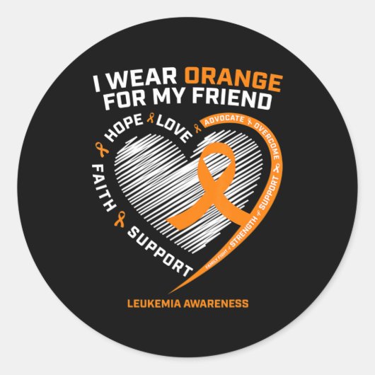 Orange Leukemia Awareness Friend gibt Männer Fraue Runder Aufkleber (Vorderseite)