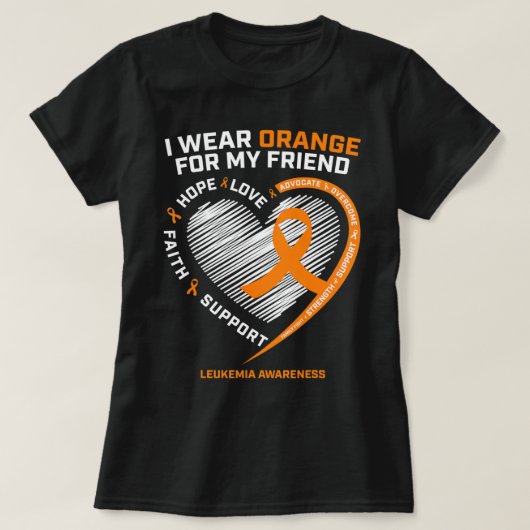 Orange Leukemia Awareness Friend gibt Männer Fraue T-Shirt (Design vorne)