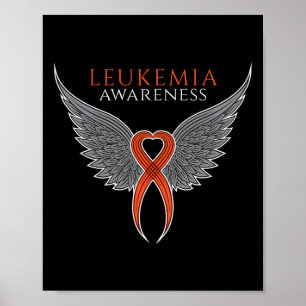 Orange Leukemia Awareness Ribbon mit Angel Wings Poster