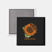 Orange Leukemia Awareness Sunflower Gift Warrior S Magnet (Vorderseite/Rückseite)