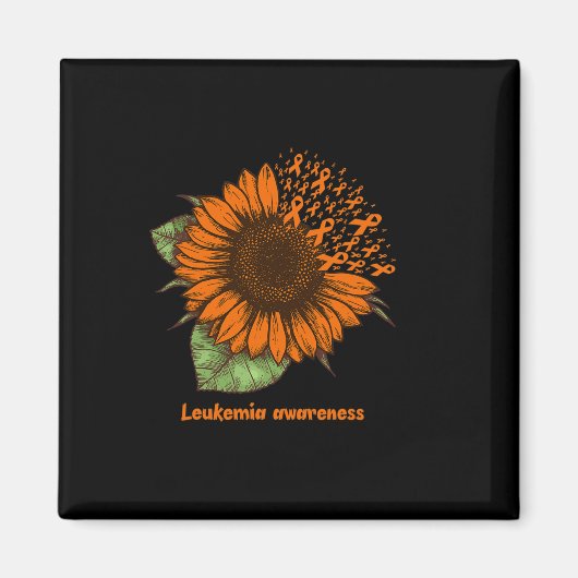 Orange Leukemia Awareness Sunflower Gift Warrior S Magnet (Vorne)