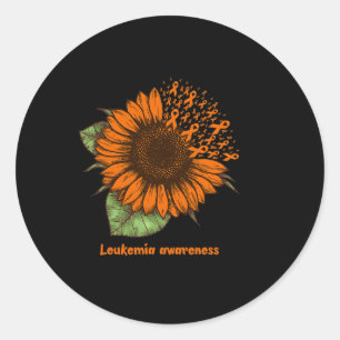 Orange Leukemia Awareness Sunflower Gift Warrior S Runder Aufkleber