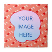 Orange LIEBE Heart Fliese (Vorderseite)