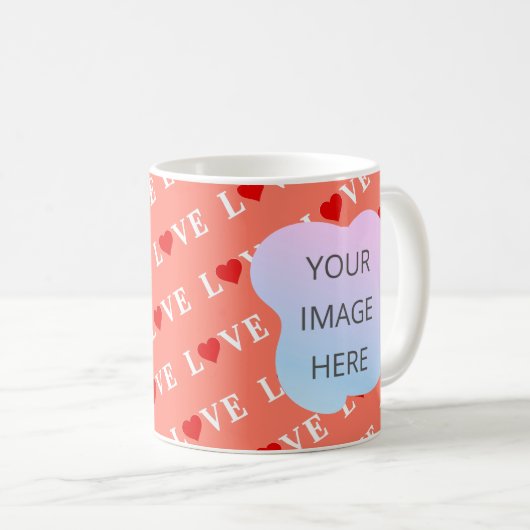 Orange LIEBE Heart Kaffeetasse (VorderseiteRechts)