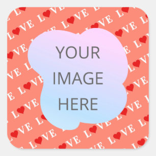 Orange LIEBE Heart Quadratischer Aufkleber