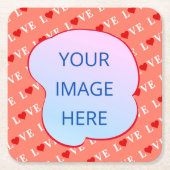 Orange LIEBE Heart Rechteckiger Pappuntersetzer (Vorderseite)