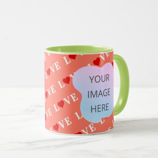 Orange LIEBE Heart Tasse (VorderseiteRechts)