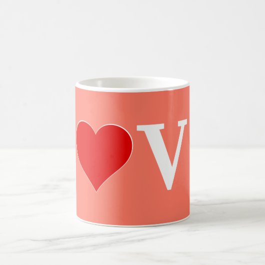 Orange LIEBE und Herz Elegante Romantik Kaffeetasse (Mittel)