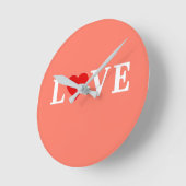 Orange LIEBE und Herz Elegante Romantik Runde Wanduhr (Winkel)