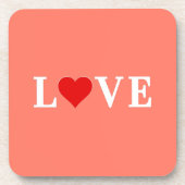 Orange LIEBE und Herz Moderne Moderne Moderne Getränkeuntersetzer (Vorderseite)