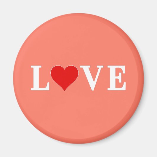 Orange LIEBE und Herz Moderne Moderne Moderne Magnet (Vorne)