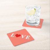 Orange LIEBE und Herz Moderne Moderne Moderne Untersetzer (Vor Ort)