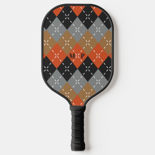 Orange Light Gray Tan Off Black Raute Pickleball Schläger (Vorderseite)
