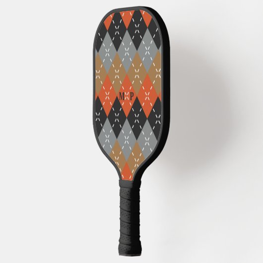 Orange Light Gray Tan Off Black Raute Pickleball Schläger (Links)