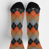 Orange Light Gray Tan Off Black Raute Socken (Oben)