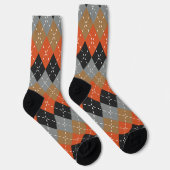 Orange Light Gray Tan Off Black Raute Socken (Rechts)