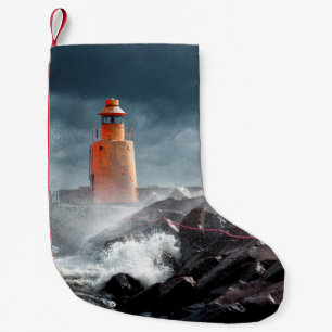 ORANGE LIGHTHOS AUF ROCK KLEINER WEIHNACHTSSTRUMPF