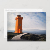 Orange Lighthouse, Island Postkarte (Vorne/Hinten)