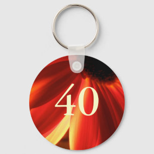 Orange Lights Blume 40. Geburtstagsgeschenk Schlüsselanhänger