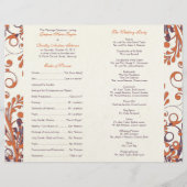 Orange Lila Abstrakte Fall Floral Wedding Programm (Rückseite)