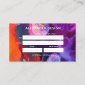 Orange Lila Abstrakte Farbe Visitenkarte (Rückseite)