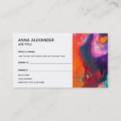 Orange Lila Abstrakte Wasserfarbe Empfehlungskarte (Rückseite)