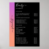 Orange, Lila & Black Pricelist Salon Poster (Vorne)