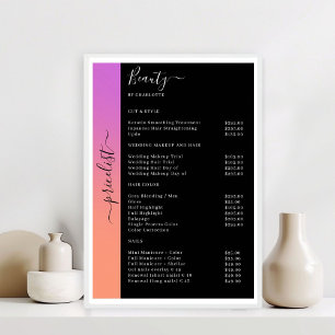 Orange, Lila & Black Pricelist Salon Poster