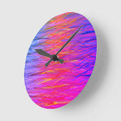Orange Lila Blue Abstrakt Painting Runde Wanduhr (Winkel)