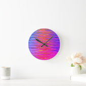 Orange Lila Blue Abstrakt Painting Runde Wanduhr (Zuhause)
