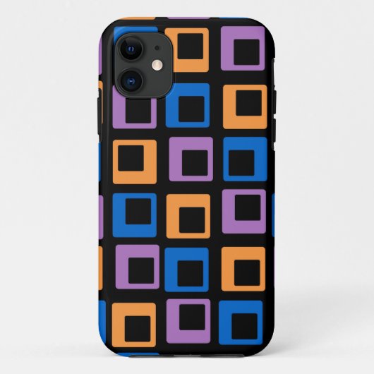Orange Lila Blue Retro Geometric | Moderner Platz Case-Mate iPhone Hülle (Rückseite)