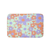 Orange Lila Blue Retro Y2K 70er Blume Muster Badematte (Vorderseite)