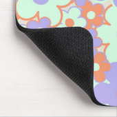 Orange Lila Blue Retro Y2K 70er Blume Muster Mousepad (Ecke)
