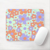 Orange Lila Blue Retro Y2K 70er Blume Muster Mousepad (Mit Mouse)